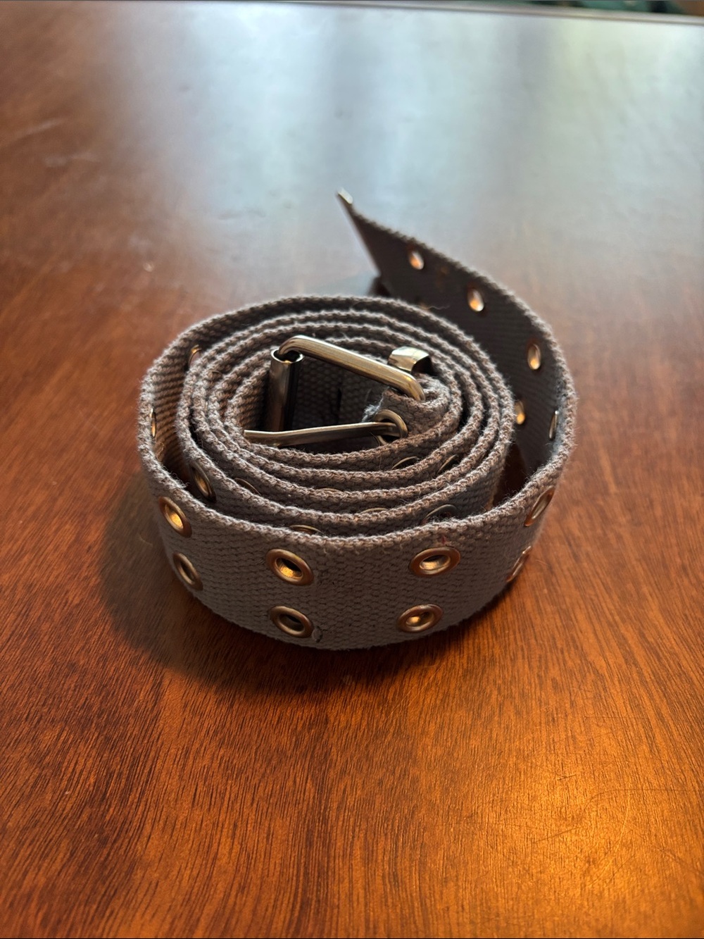 Urban Outfitters Gray Double-Row Grommet Canvas Belt